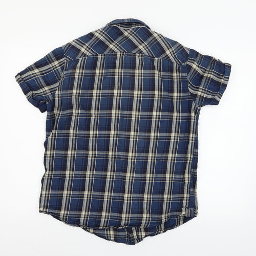 Just Jeans Mens Blue Plaid   Button-Up Size M