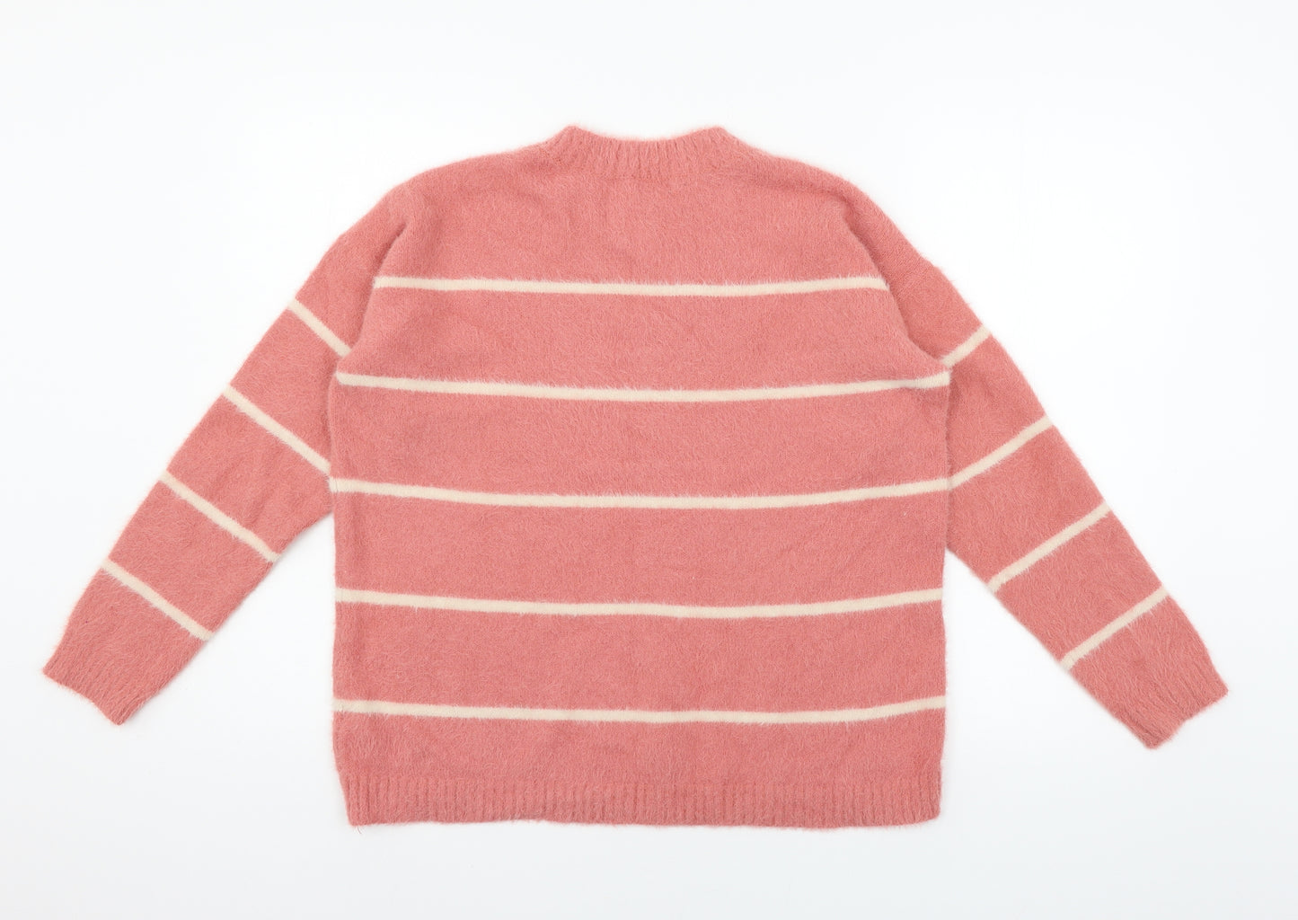 Papaya Womens Pink Striped Knit Pullover Jumper Size S