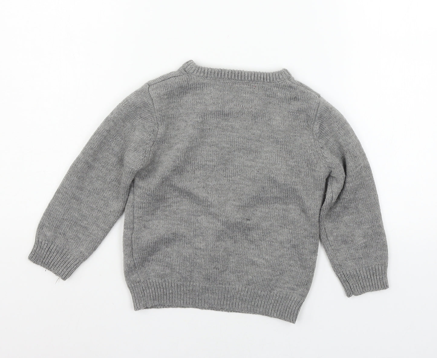 Primark Boys Grey  Knit Pullover Jumper Size 3-4 Years  - Santa