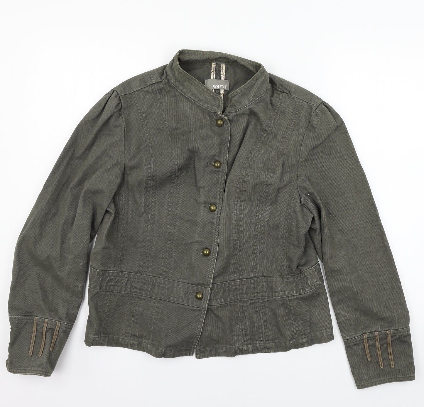 South Womens Grey  Denim Military Jacket Jacket Size 16