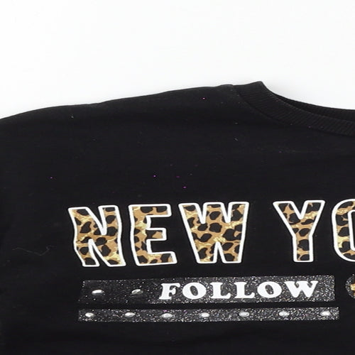 Primark Girls Black  Jersey Pullover Sweatshirt Size 9-10 Years  - New York