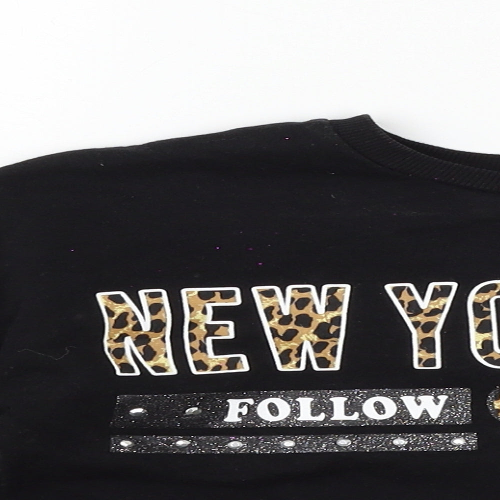 Primark Girls Black  Jersey Pullover Sweatshirt Size 9-10 Years  - New York