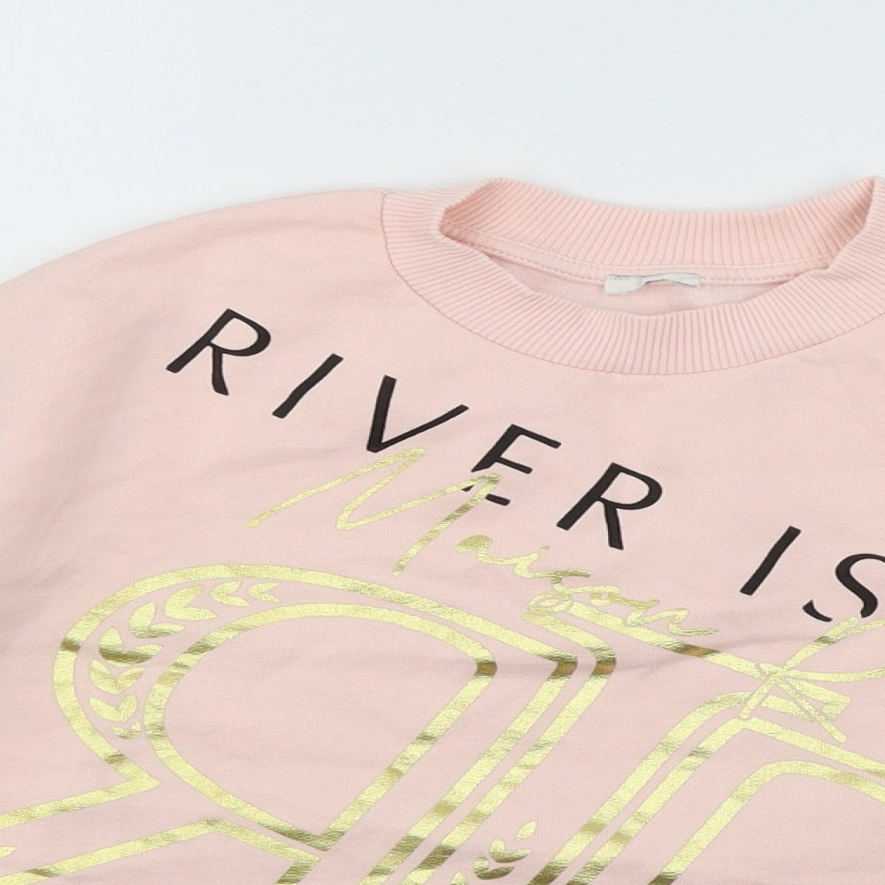 River Island Girls Pink  Jersey Pullover Sweatshirt Size 11-12 Years