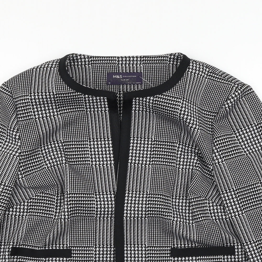 Marks and Spencer Womens Black Houndstooth  Jacket  Size 14