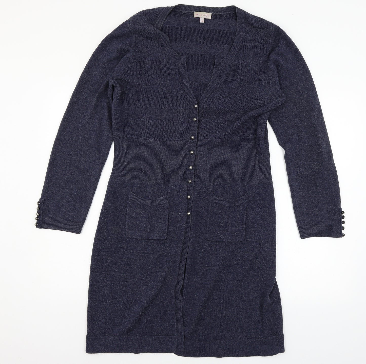 Per Una Womens Blue  Knit Cardigan Jumper Size 16
