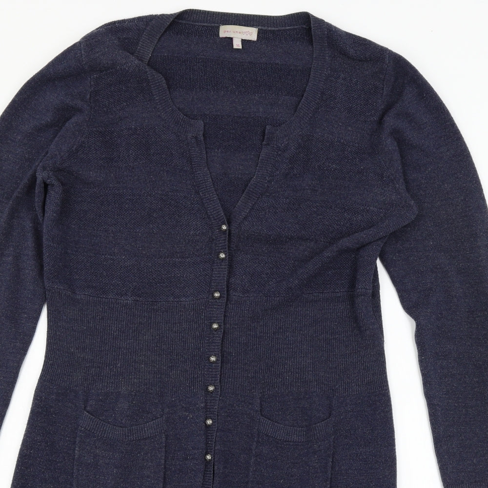 Per Una Womens Blue  Knit Cardigan Jumper Size 16