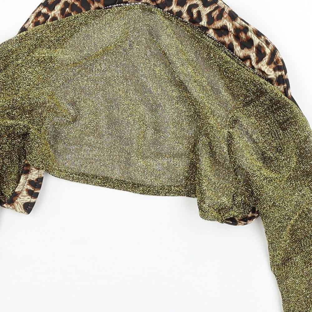 Fun Shack Girls Gold Animal Print Mesh Shrug Jumper Size XS