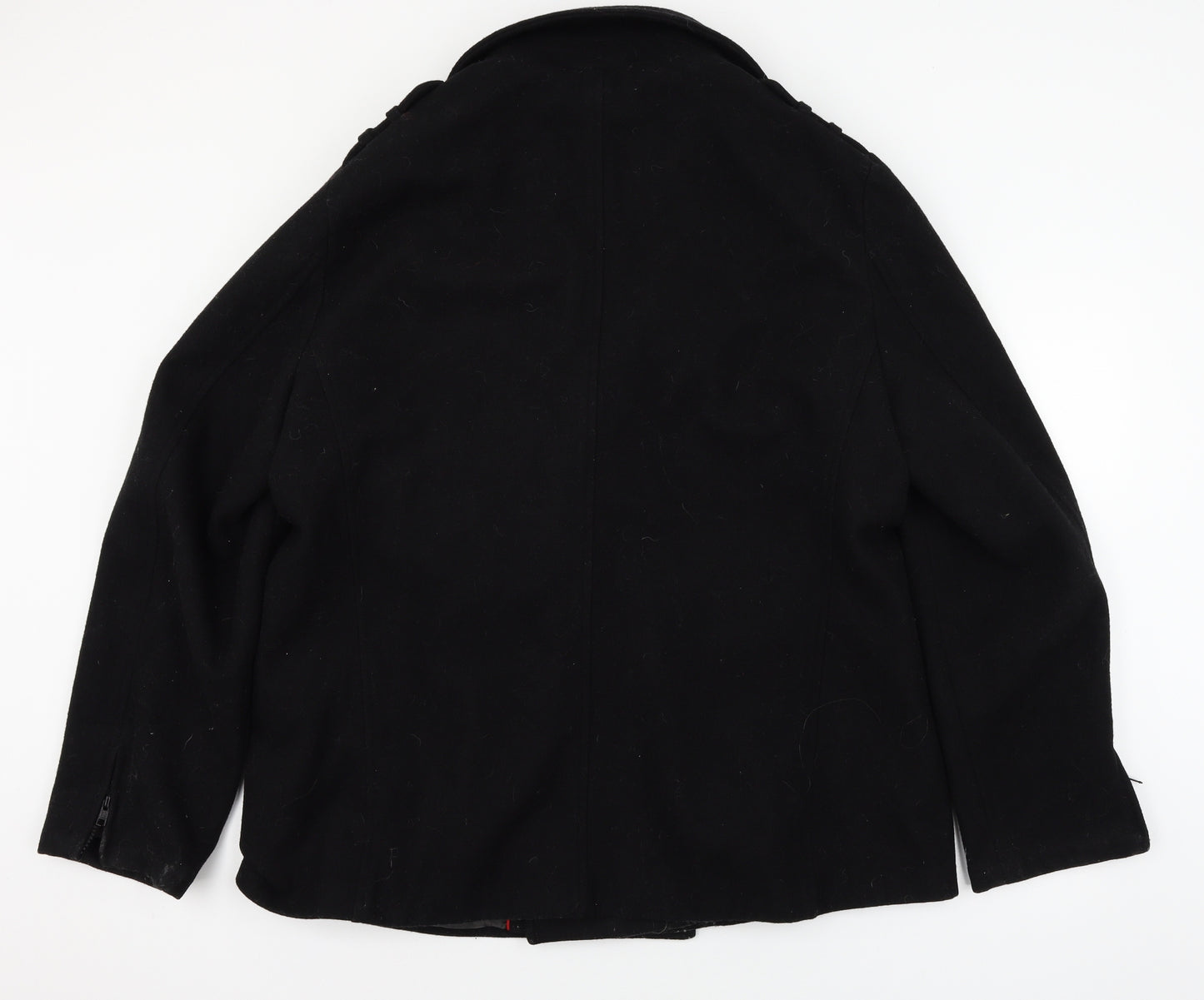 Jeff Banks Mens Black   Pea Coat Coat Size 2XL