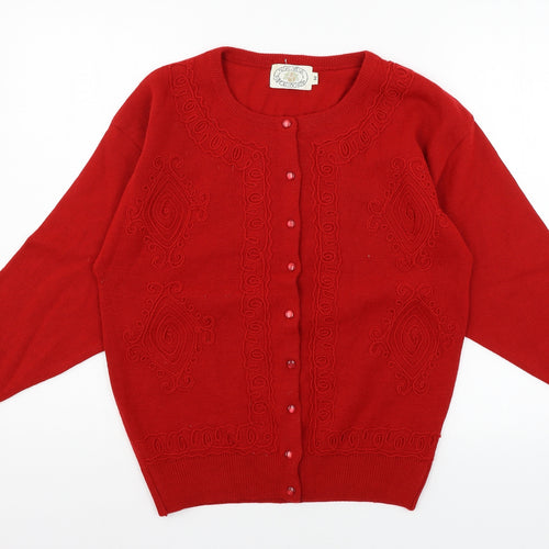 Vert Monde Womens Red  Knit Cardigan Jumper Size M