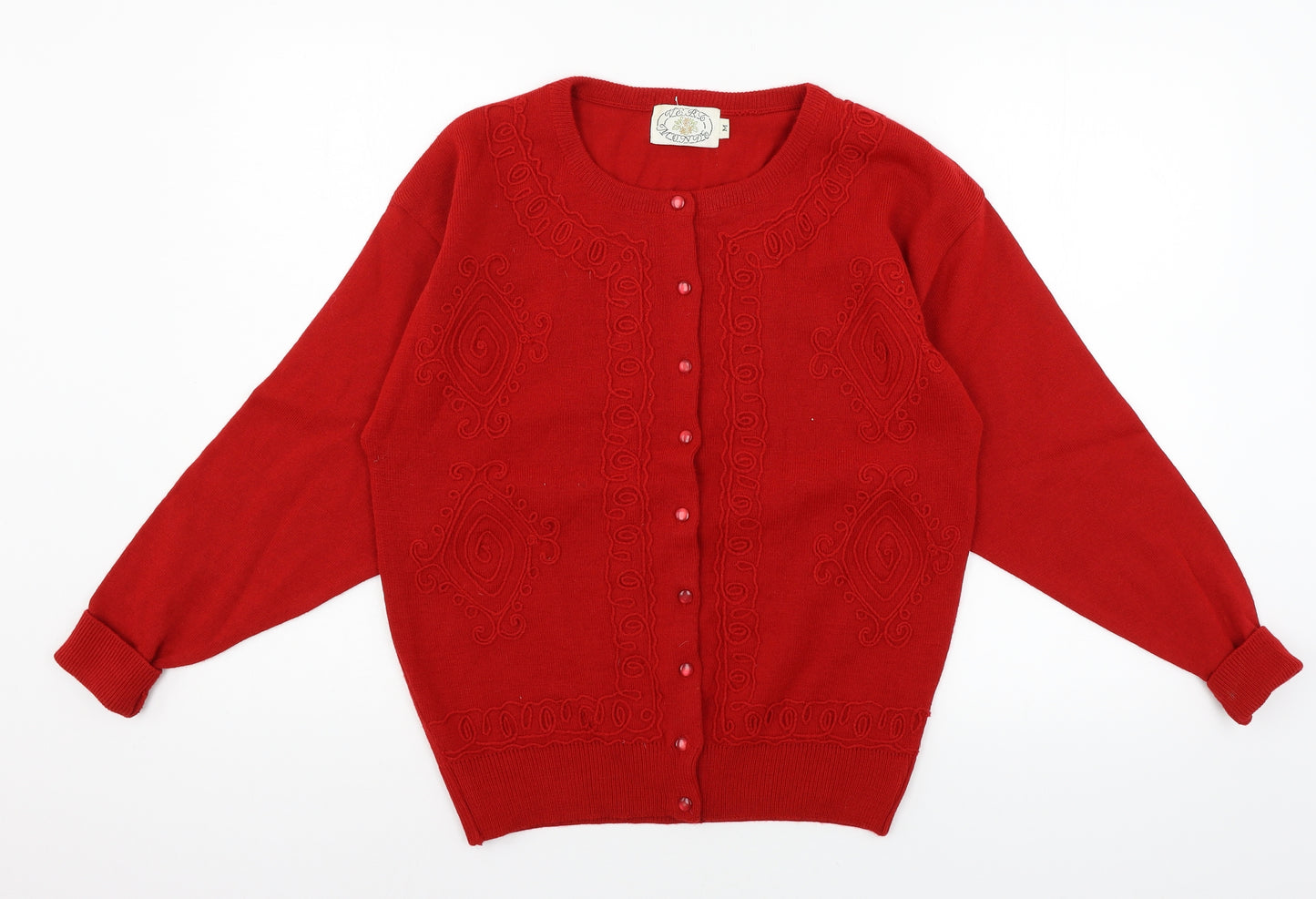 Vert Monde Womens Red  Knit Cardigan Jumper Size M