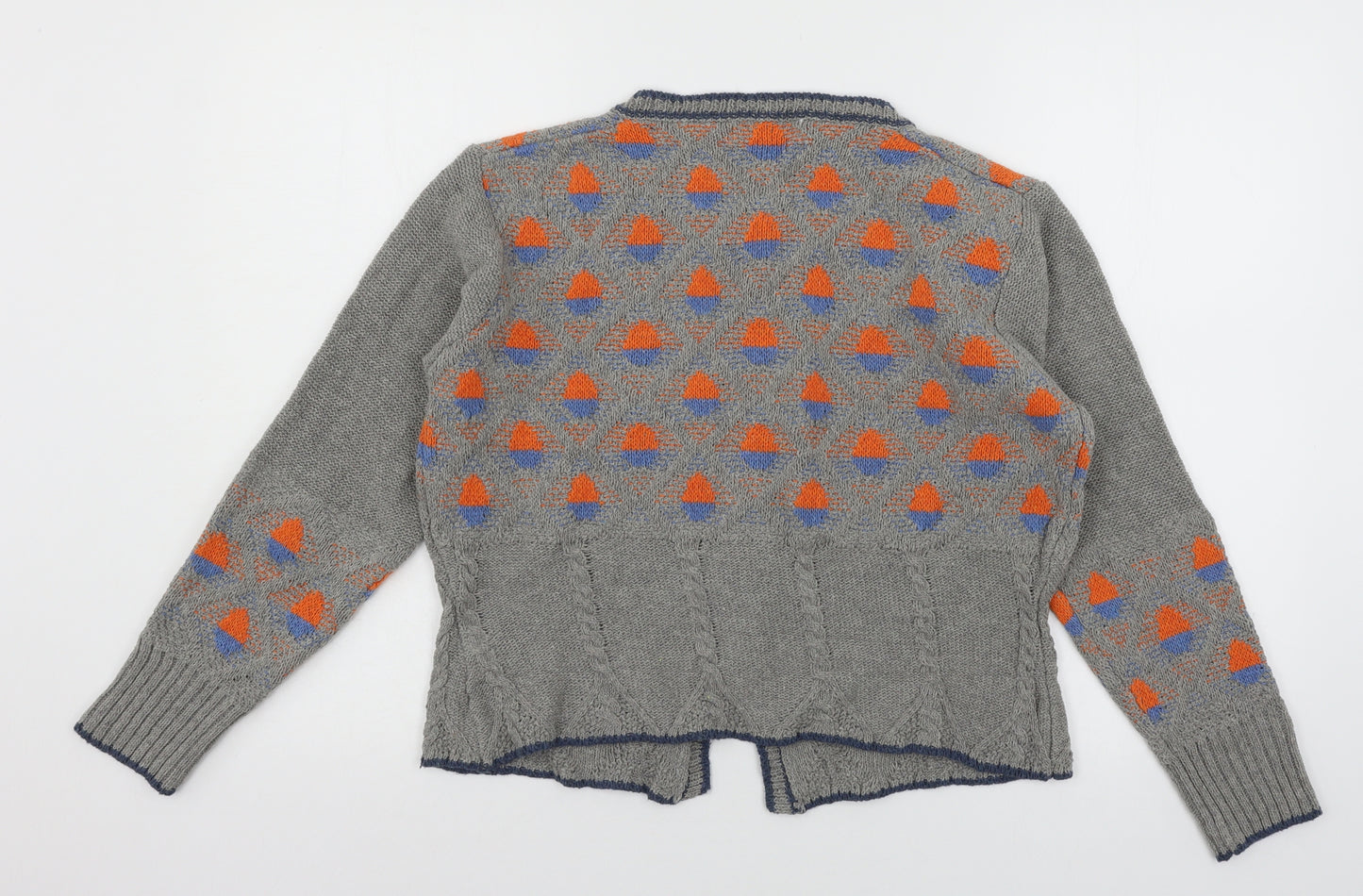 MissLook Womens Grey Geometric Knit Cardigan Jumper Size M