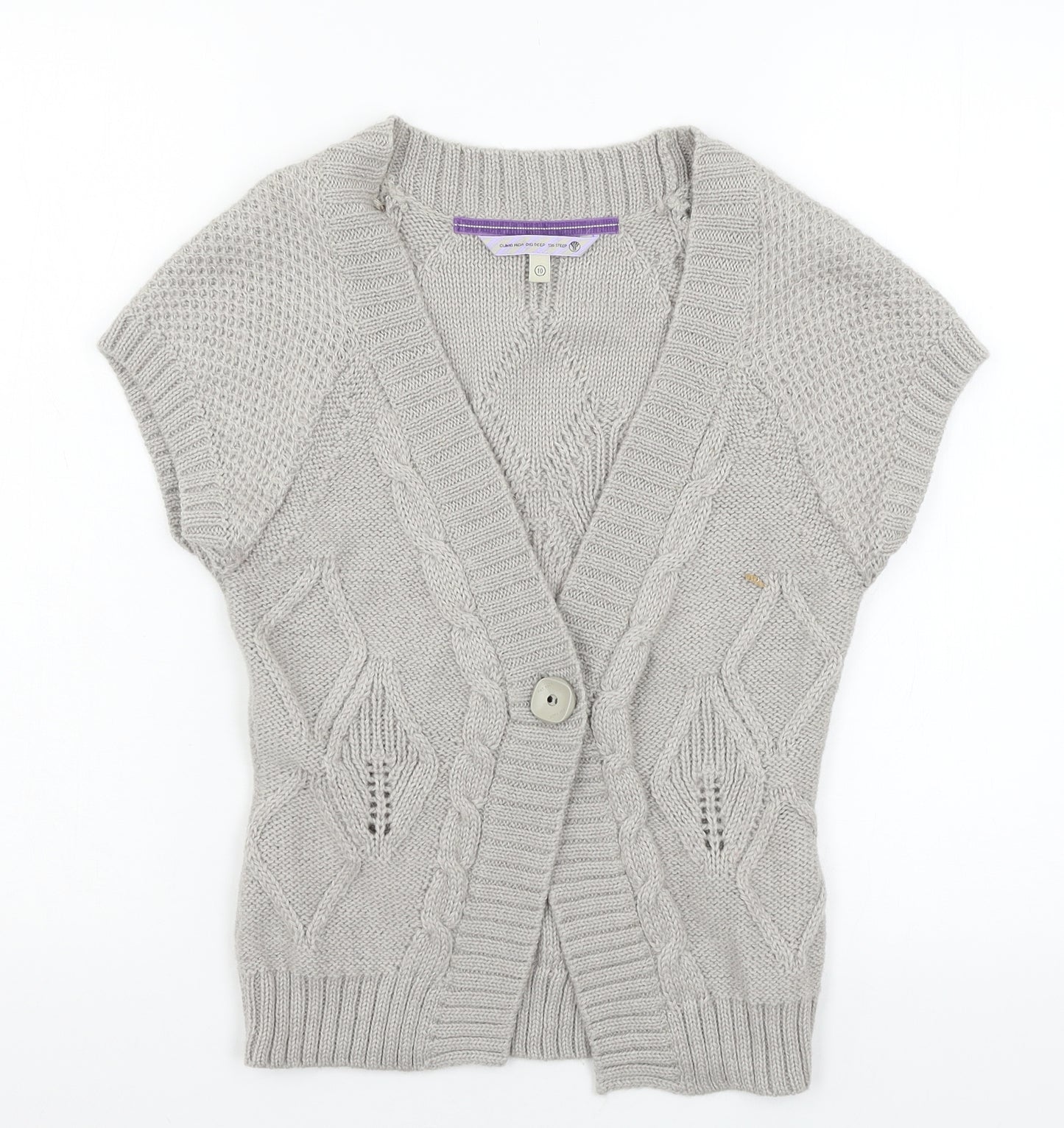 Fat Face Womens Grey  Knit Cardigan Jumper Size 10