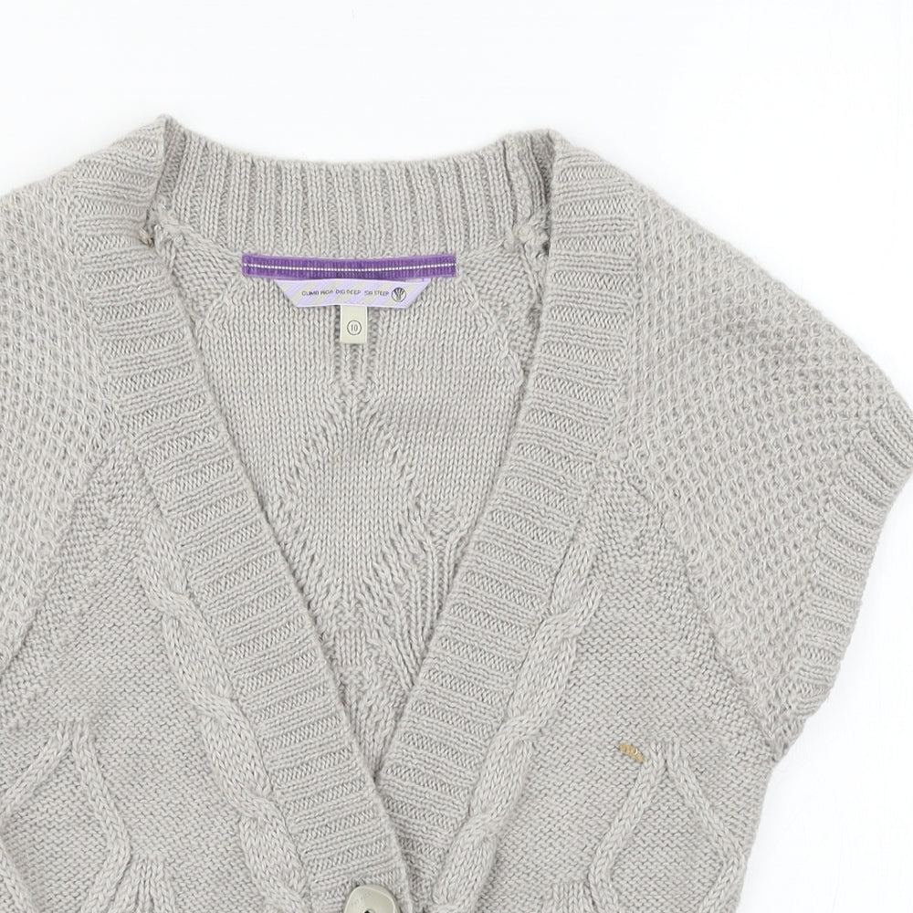 Fat Face Womens Grey  Knit Cardigan Jumper Size 10