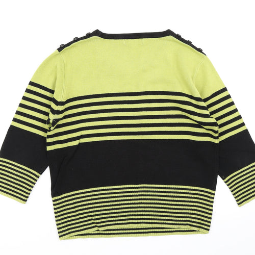 Ann Marie Womens Green Striped Knit Pullover Jumper Size M