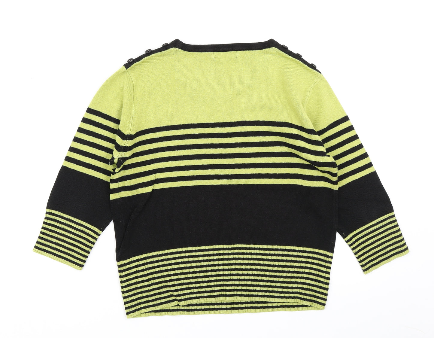 Ann Marie Womens Green Striped Knit Pullover Jumper Size M