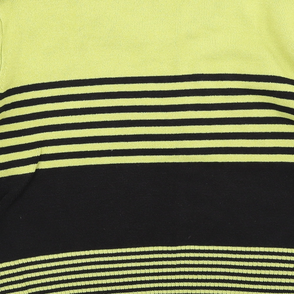 Ann Marie Womens Green Striped Knit Pullover Jumper Size M