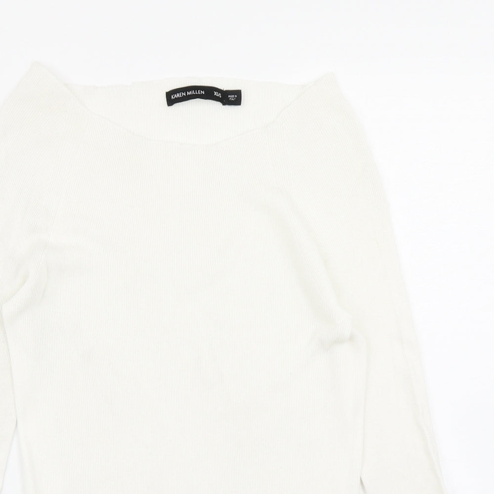 Karen Millen Womens White  Knit Pullover Jumper Size XS