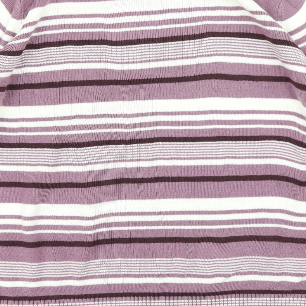 Berkertex Womens Purple Striped Knit Pullover Jumper Size 10