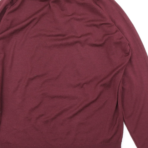 John Smedley Mens Purple  Knit  Polo Size L