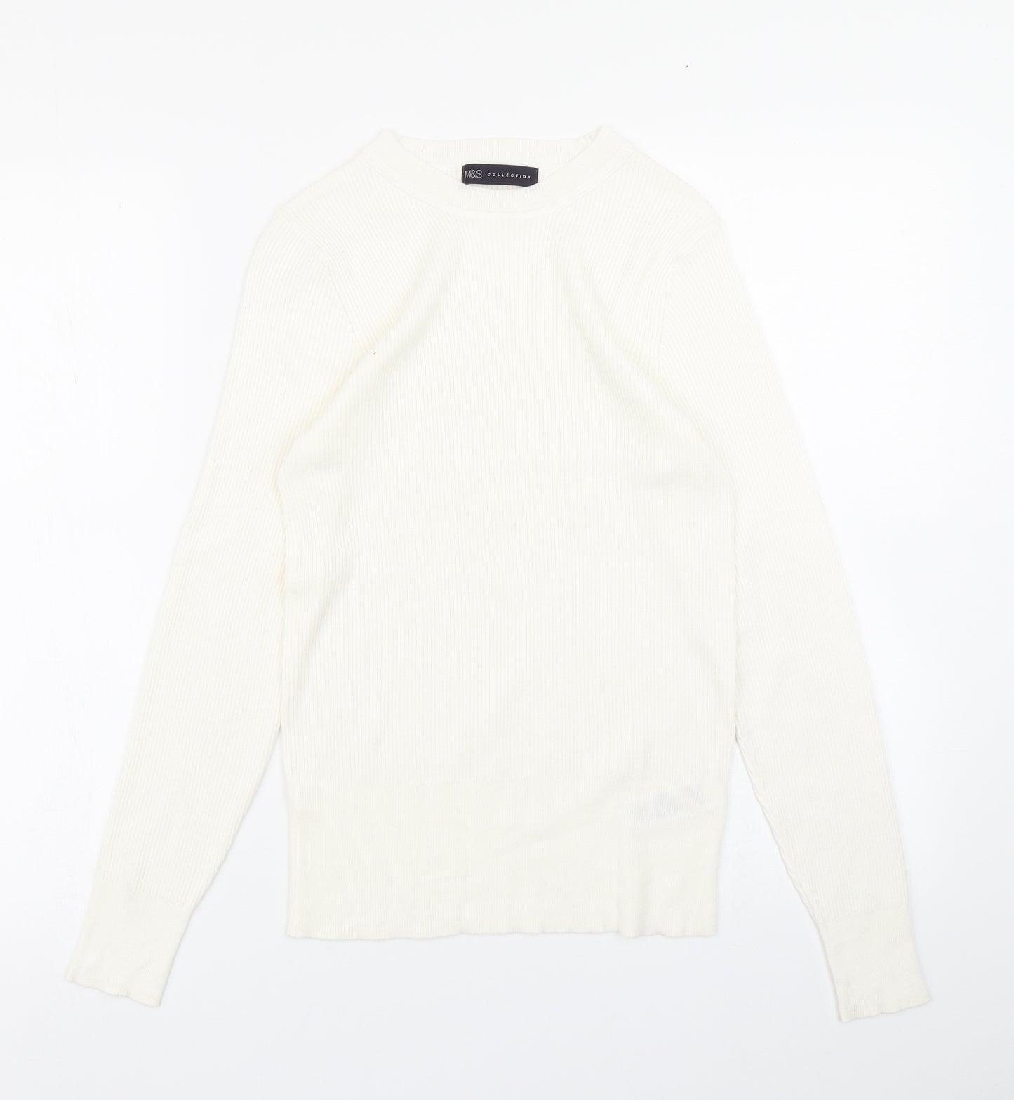 M&S Collection Womens White  Knit Pullover Jumper Size 12