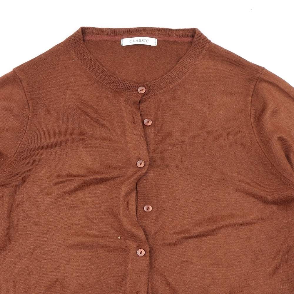 Classic Womens Brown  Knit Cardigan Jumper Size 16