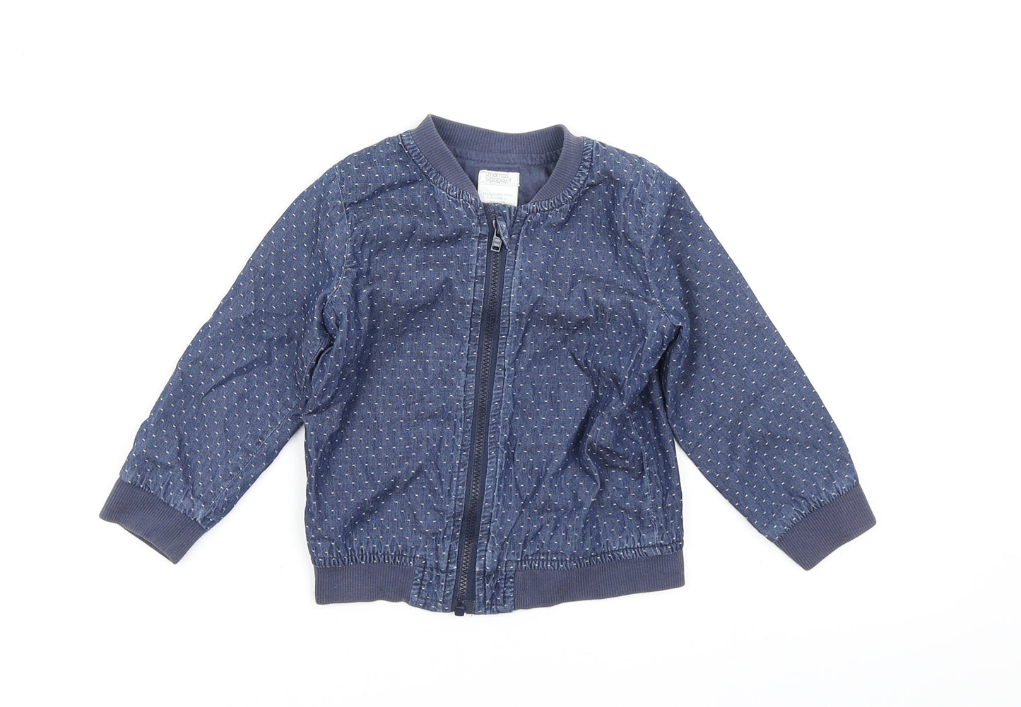 mamas & papas Girls Blue Polka Dot  Bomber Jacket Jacket Size 12-18 Months