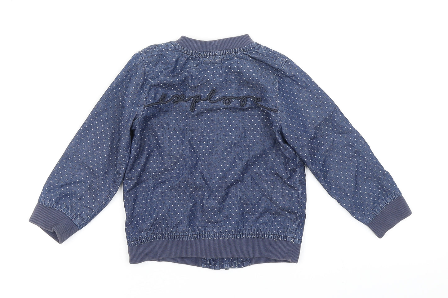 mamas & papas Girls Blue Polka Dot  Bomber Jacket Jacket Size 12-18 Months