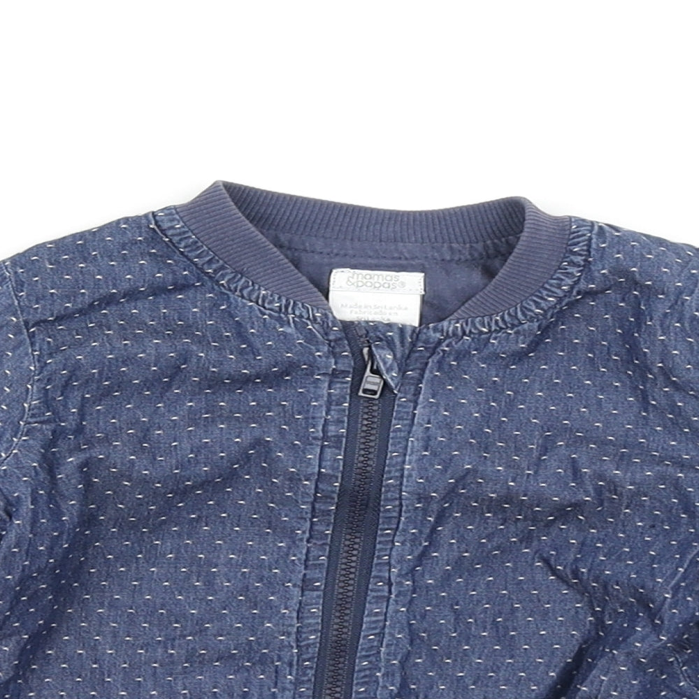 mamas & papas Girls Blue Polka Dot  Bomber Jacket Jacket Size 12-18 Months
