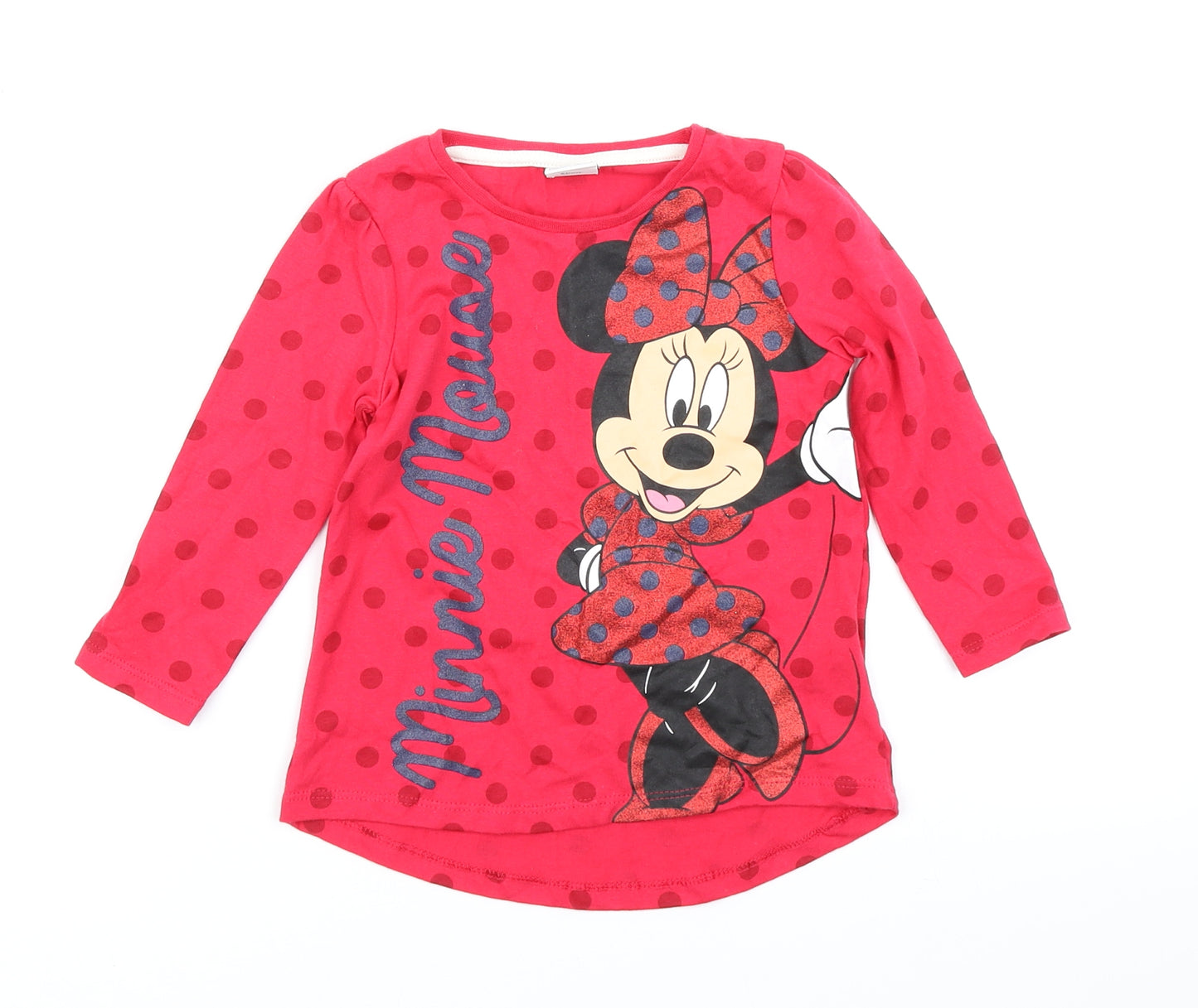 Disney Girls Red Polka Dot  Basic T-Shirt Size 12-18 Months  - Minnie Mouse