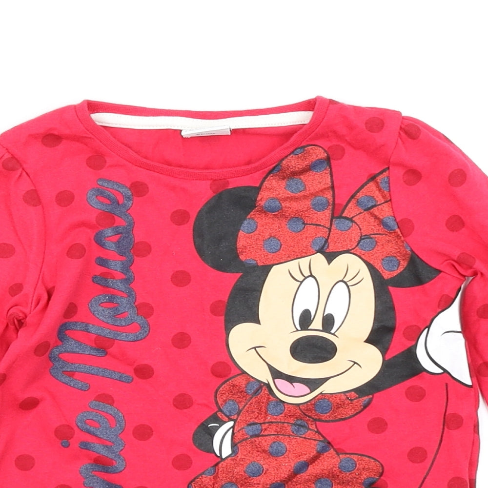 Disney Girls Red Polka Dot  Basic T-Shirt Size 12-18 Months  - Minnie Mouse