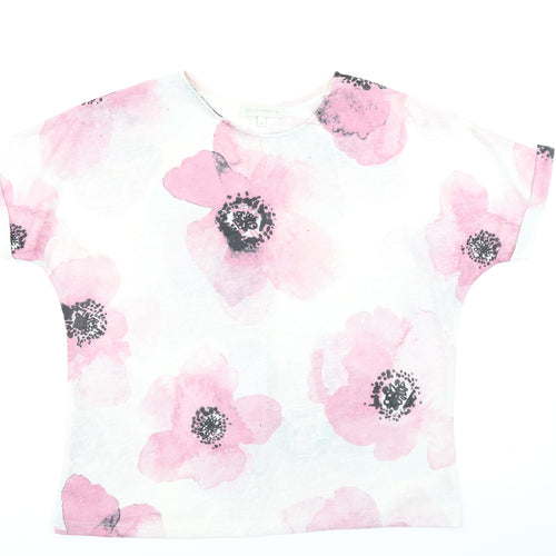 RJR.John Rocha Womens Ivory Floral  Basic T-Shirt Size 10