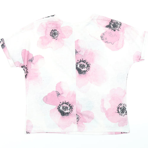 RJR.John Rocha Womens Ivory Floral  Basic T-Shirt Size 10