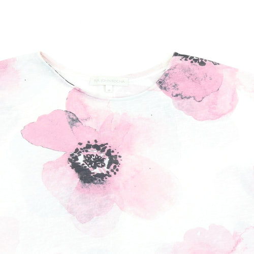 RJR.John Rocha Womens Ivory Floral  Basic T-Shirt Size 10