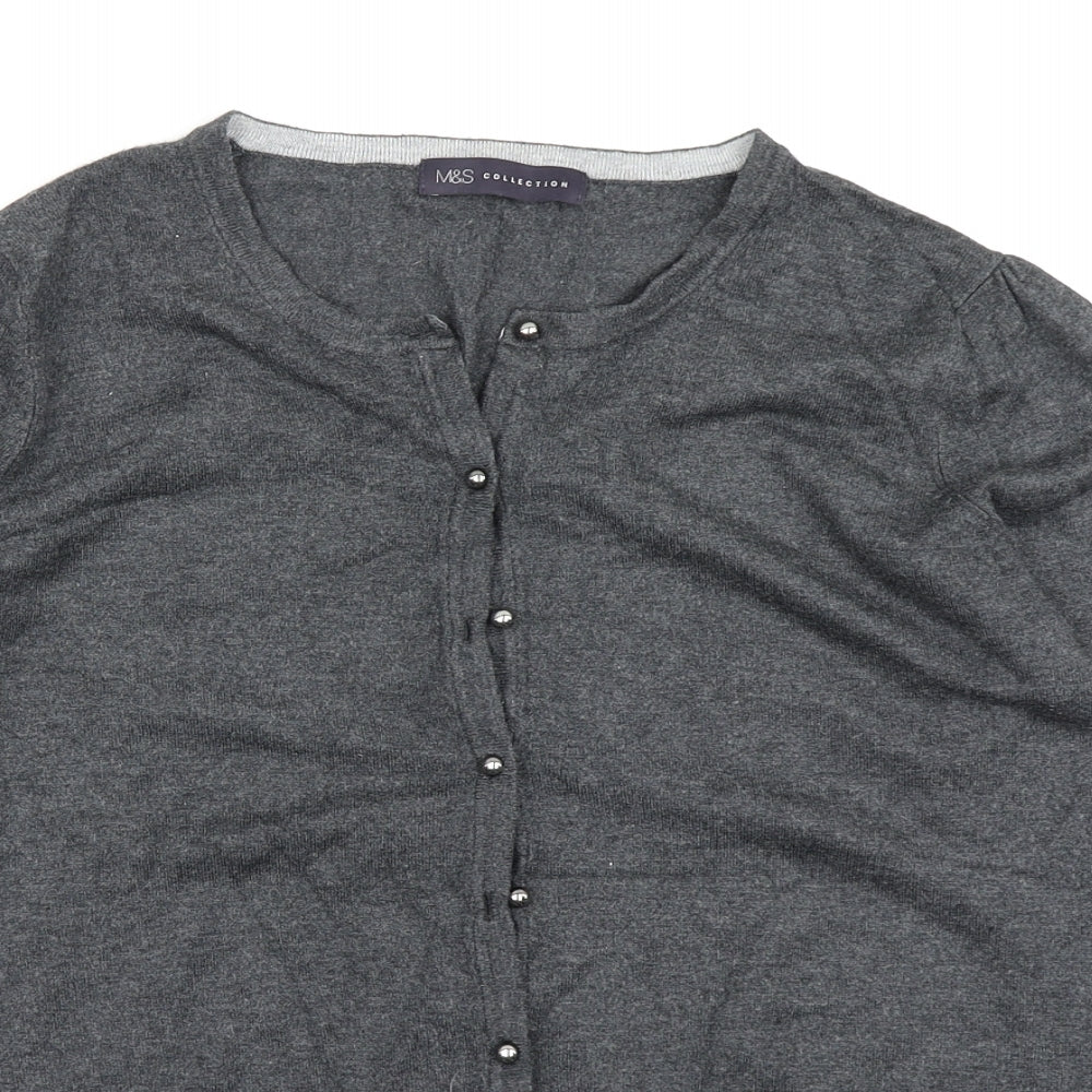 M&S Collection Womens Grey  Knit Cardigan Jumper Size 16
