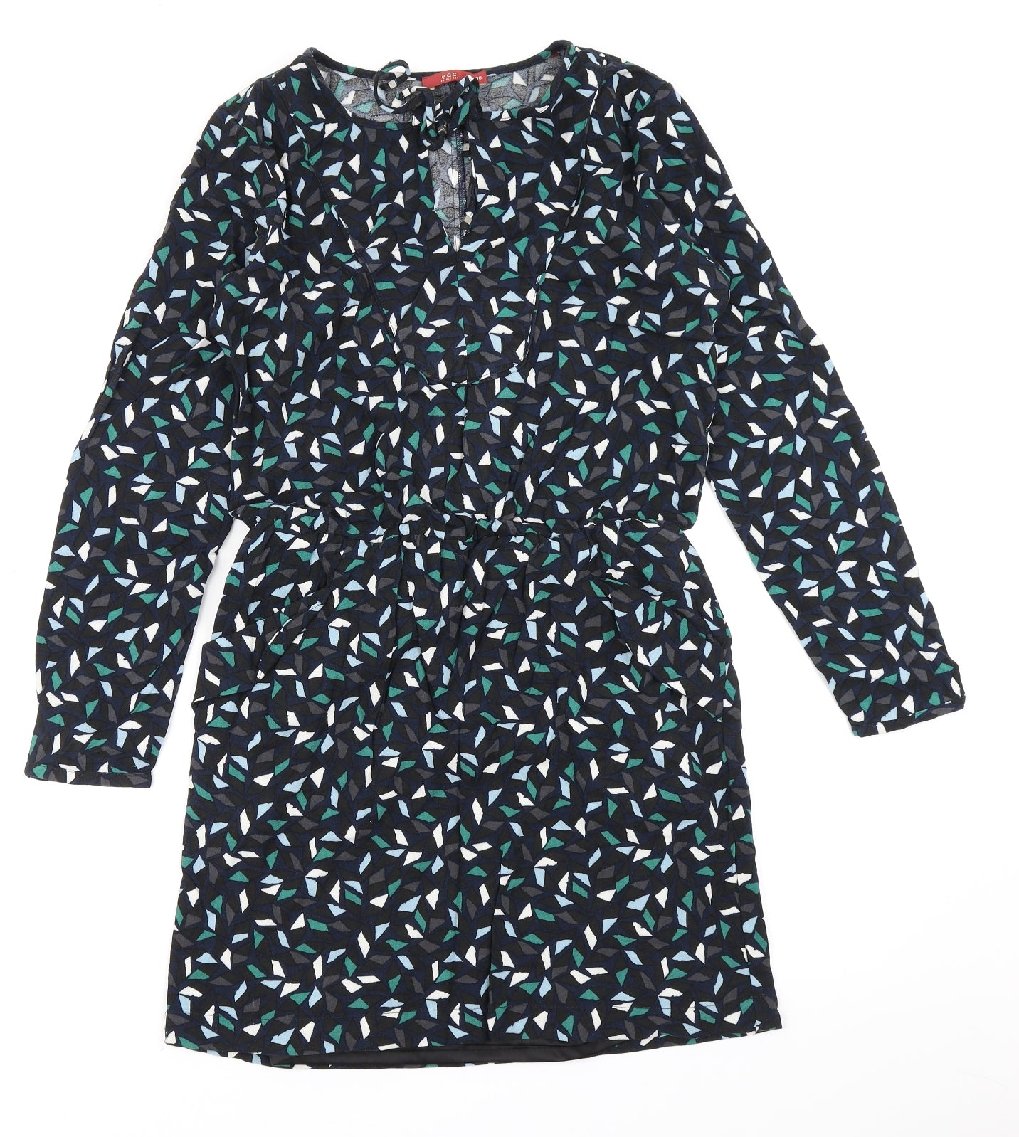 EDC Womens Black Geometric  Skater Dress  Size 10