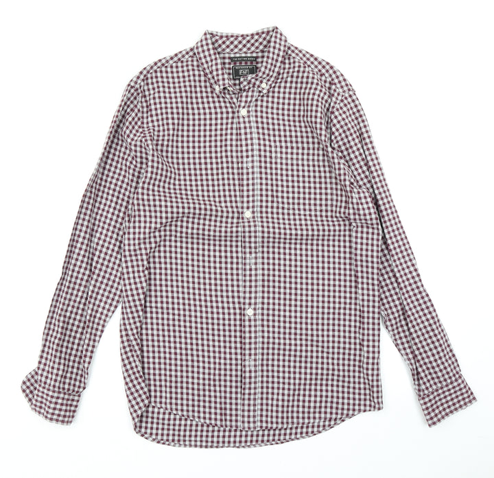 F&F Mens Red Check Button-Up Size M