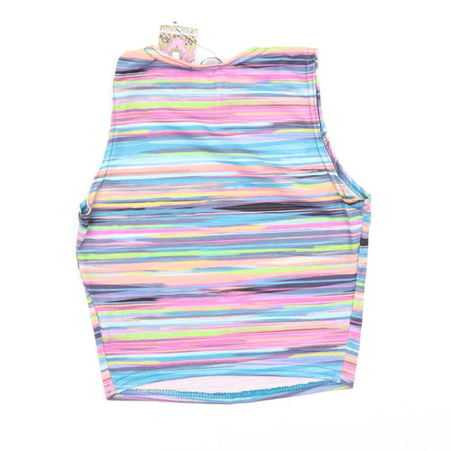Boohoo Womens Purple Striped  Cropped Tank Size 6