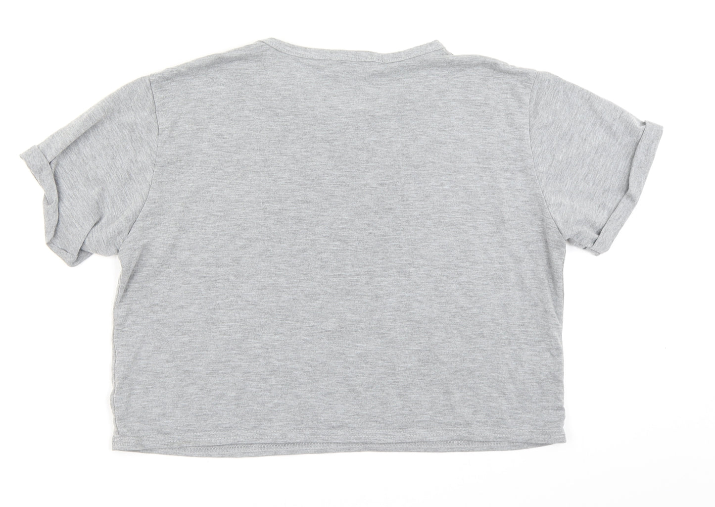 PRETTYLITTLETHING Womens Grey   Cropped T-Shirt Size 10