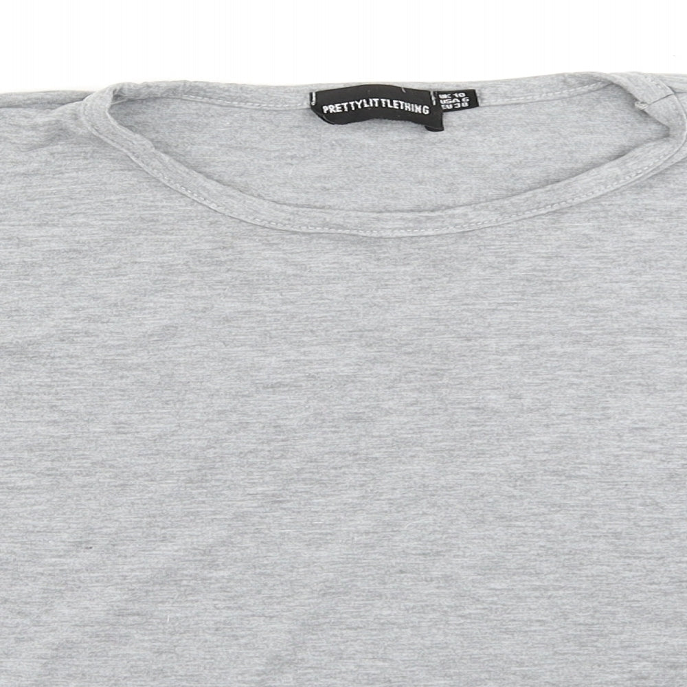 PRETTYLITTLETHING Womens Grey   Cropped T-Shirt Size 10