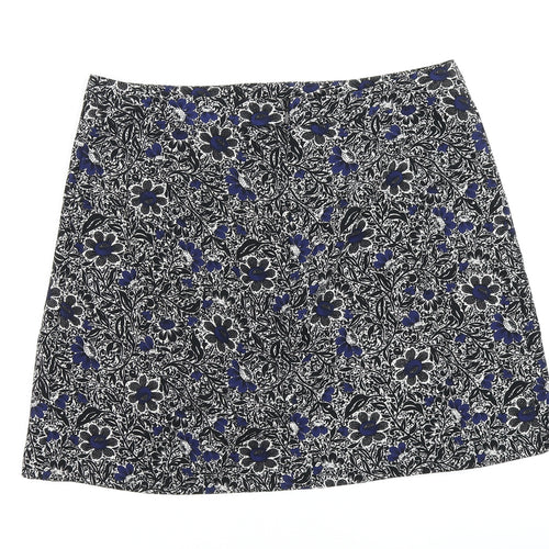 NEXT Womens Black Floral  Pleated Skirt Size 10