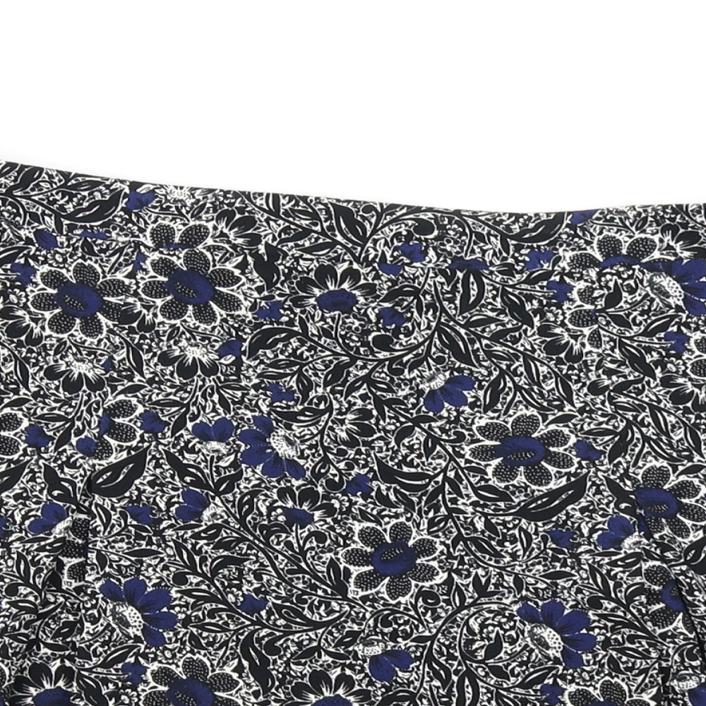 NEXT Womens Black Floral  Pleated Skirt Size 10