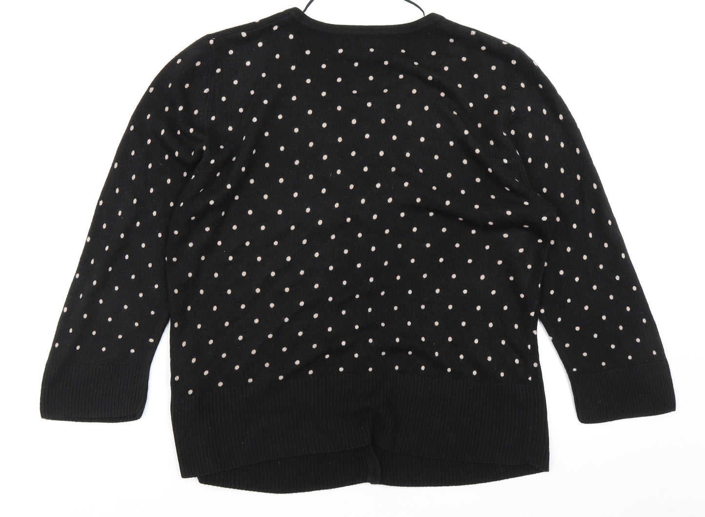 F&F Womens Black Polka Dot Knit Cardigan Jumper Size 16
