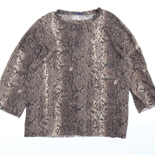 Zara Womens Brown Animal Print  Basic T-Shirt Size S