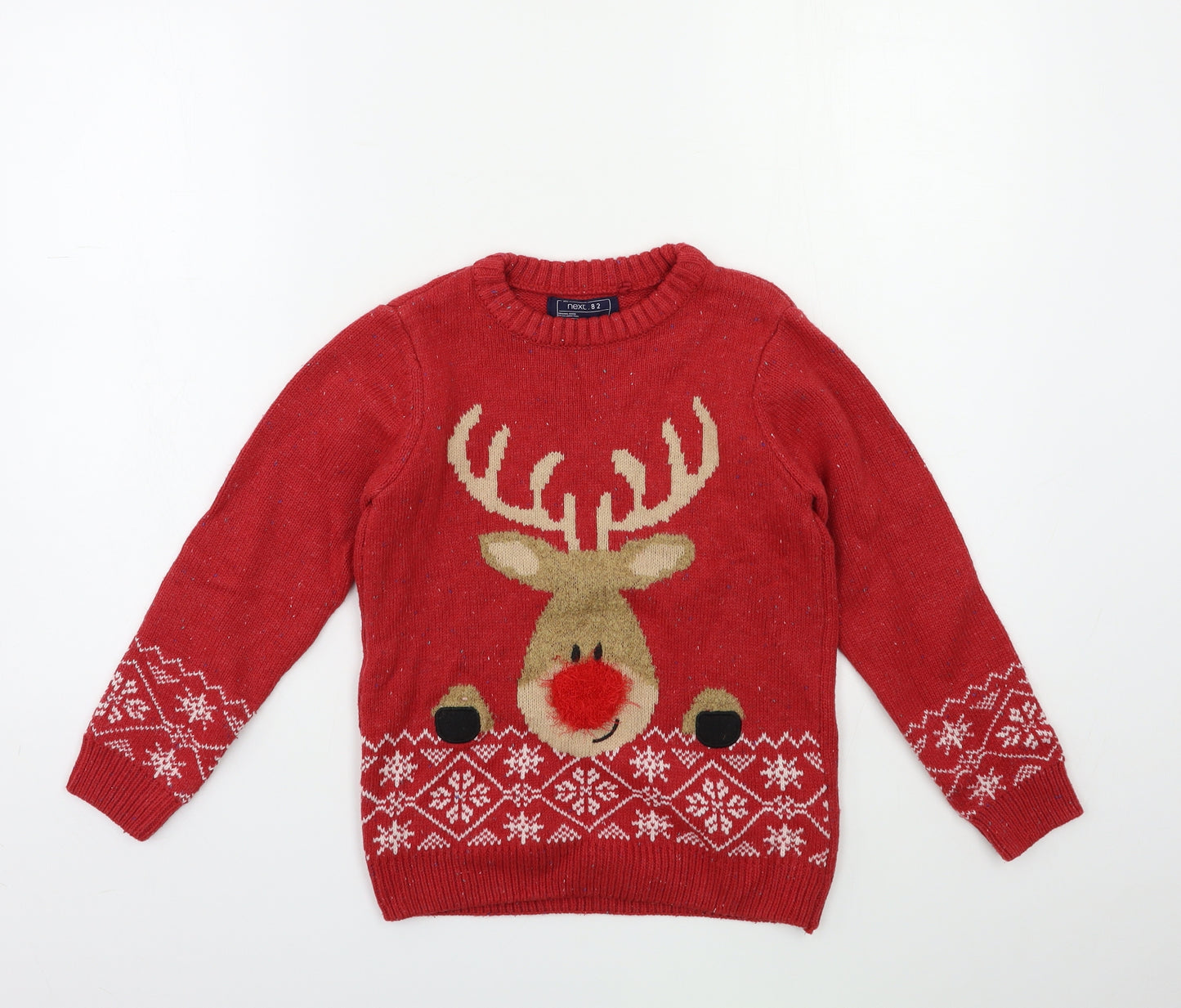 NEXT Boys Red  Knit Pullover Jumper Size 8 Years