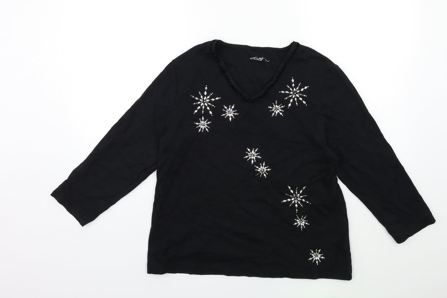 DASH Womens Black   Basic T-Shirt Size 16