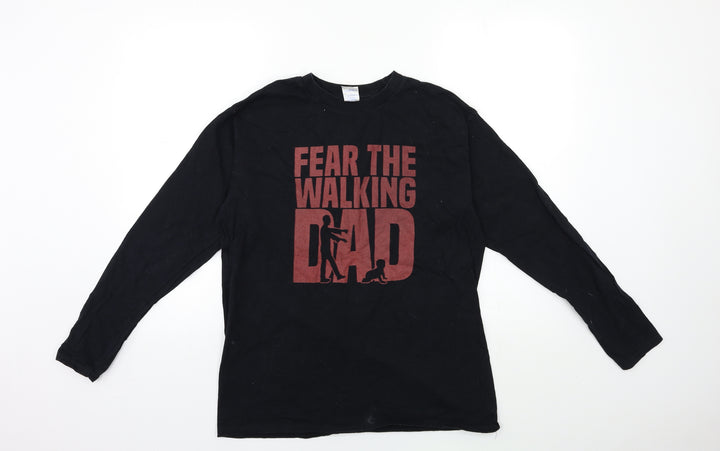 Gildan Mens Black T-Shirt Size L - walking dead
