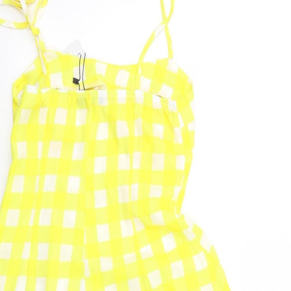 Boohoo Womens Yellow Check  Shift  Size 8