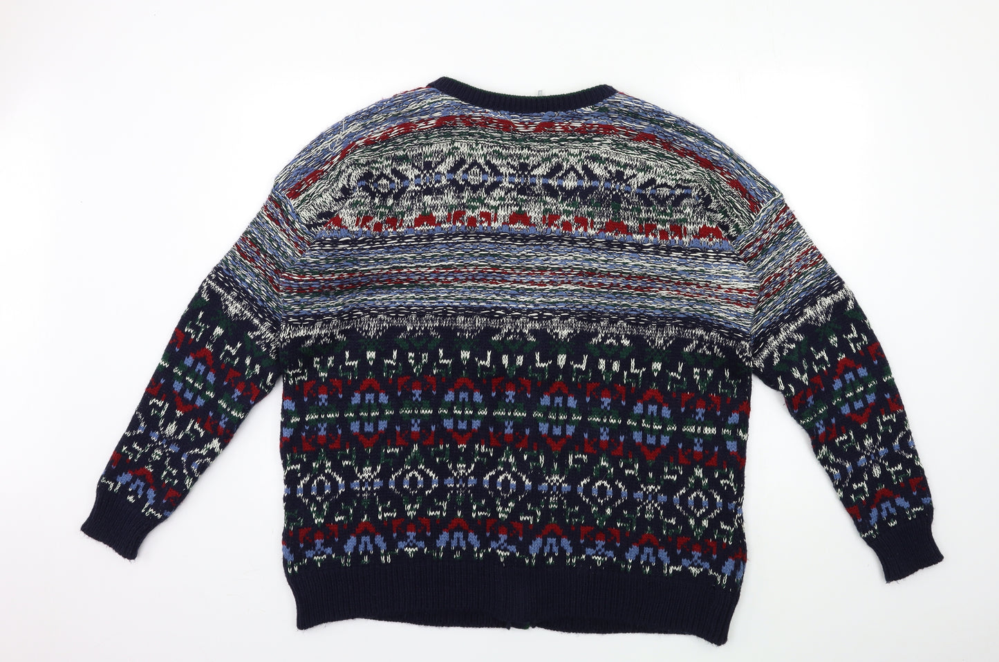 Sparkle & Fade Mens Blue Striped Knit Cardigan Jumper Size L