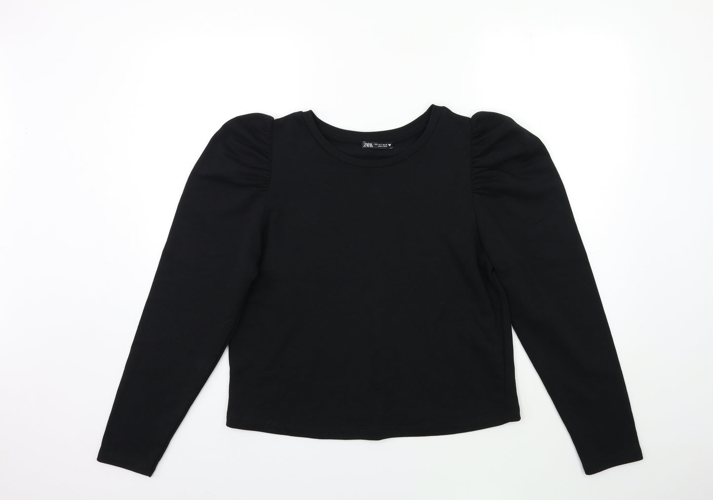 Zara Womens Black   Pullover Sweatshirt Size L  - Puff Shoulder Sleeve