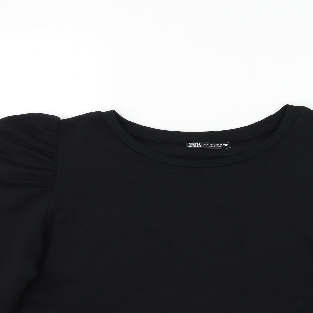 Zara Womens Black   Pullover Sweatshirt Size L  - Puff Shoulder Sleeve